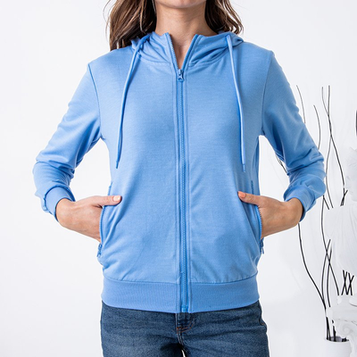 женская толстовка на молнии синего цвета - Одежда