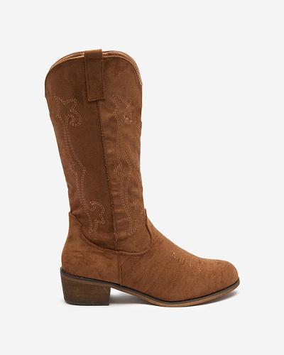 Moteriški batai iki blauzdos vidurio su kupranugarių siuvinėjimu Redarika - Avalynė