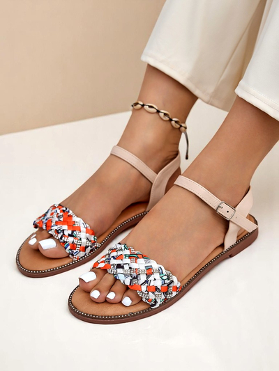 Royalfashion Damskie sandały na płaskiej podeszwie ColorStrap