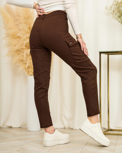 Royalfashion Женские прямые боевые брюки темно-коричневого цвета