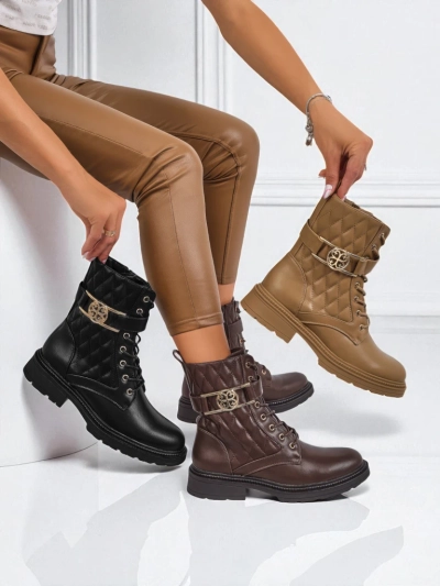 Стеганые женские ботинки из экологичной кожи Sable Rose