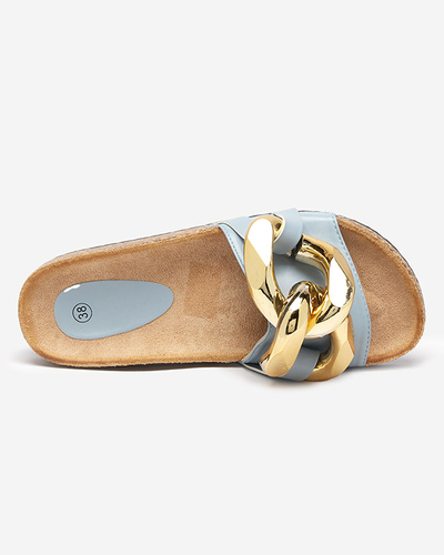 Moteriškos mėlynos šlepetės su Sofig- Footwear dekoracija