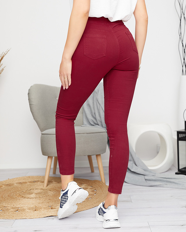 Damskie tregginsy w kolorze bordowym - Odzież