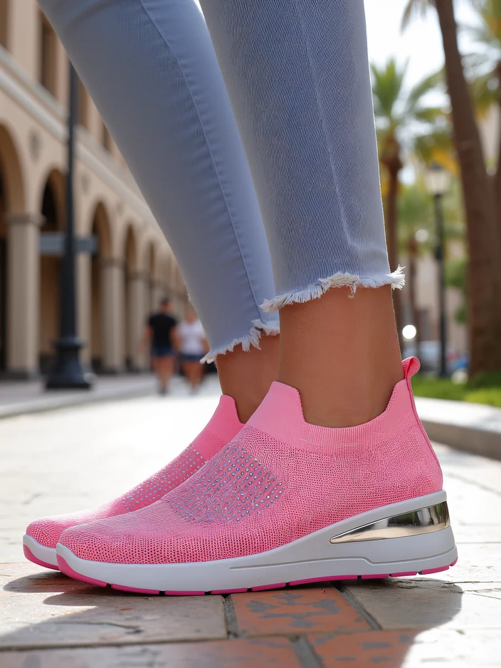 Женские кроссовки на танкетке Royalfashion с стразами Qelavise