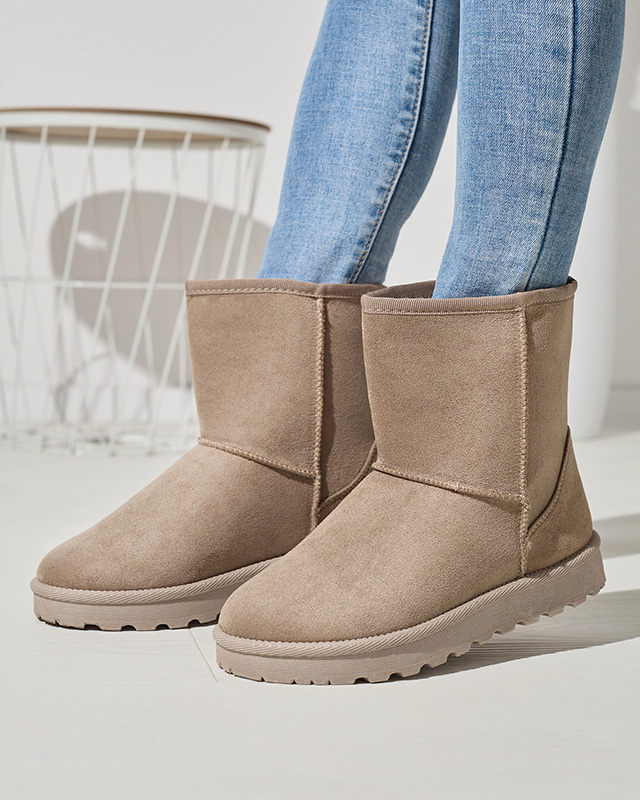 Женские утепленные снегоступы из эко-замши светло-коричневого цвета Xetik - Обувь