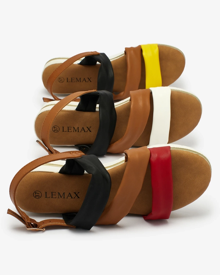 Royalfashion Коричневые женские сандалии с черно-белыми полосками Regetis