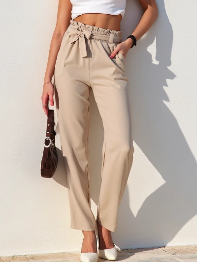 Royalfashion Paprasti moteriški audiniai kelnės su diržu