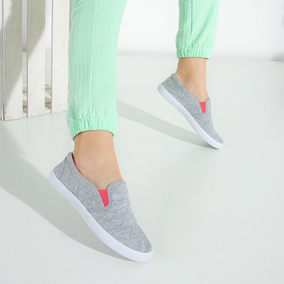 Серые женские слипоны с вставками в цвете фуксия Weridia