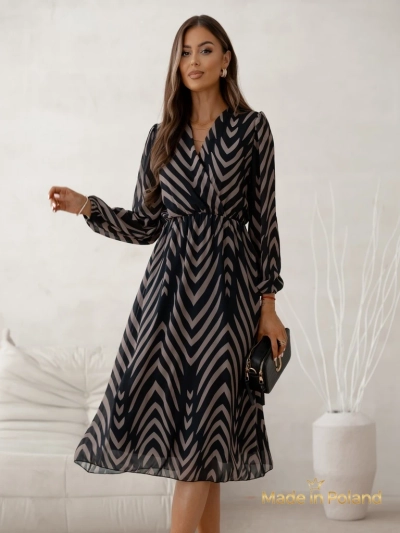 Moteriška Midi suknelė su Eleganza Stripes raštu