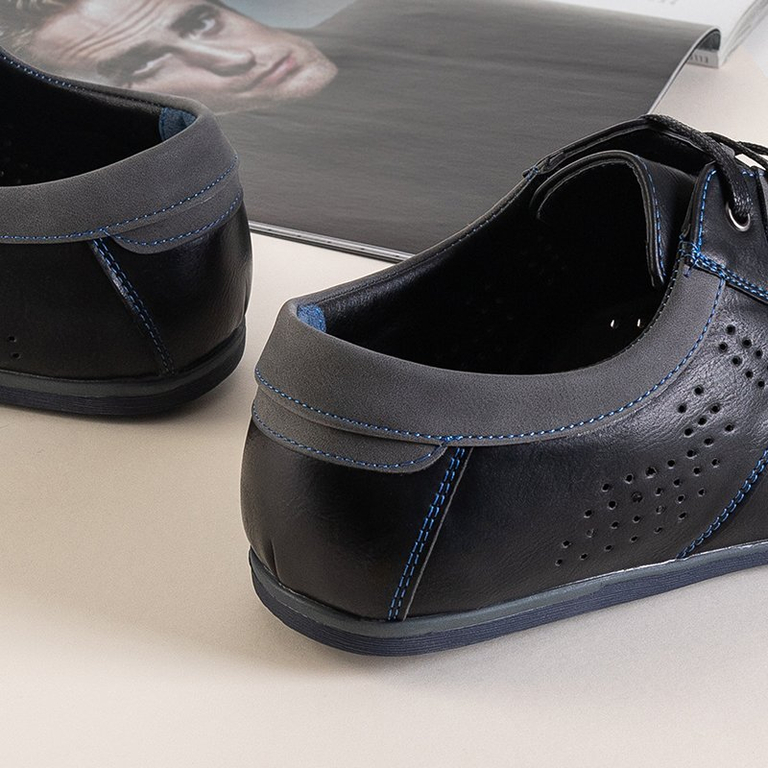 Черная мужская обувь с синей нитью Iona