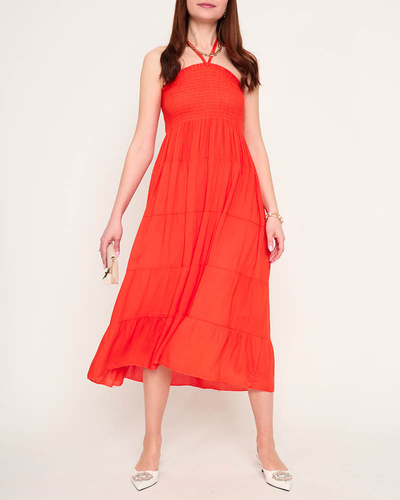Oranžinė PLUS SIZE midi suknelė - Drabužiai