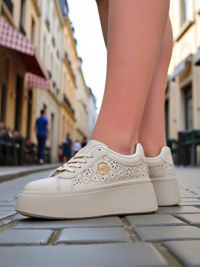 Aurelia Бежевые Кроссовки Платформа Royalfashion Экокожа