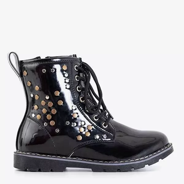 Czarne dziecięce lakierowane workery Isibeal - Obuwie