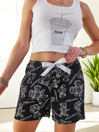 Royalfashion medvilniniai moteriški šortai su lokiais