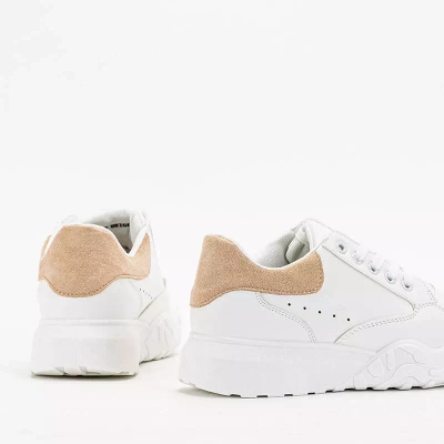 OUTLET Белые женские кроссовки с бежевой вставкой Abi - Обувь