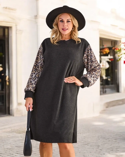 Женское платье Royalfashion из ткани с декоративными рукавами PLUS SIZE