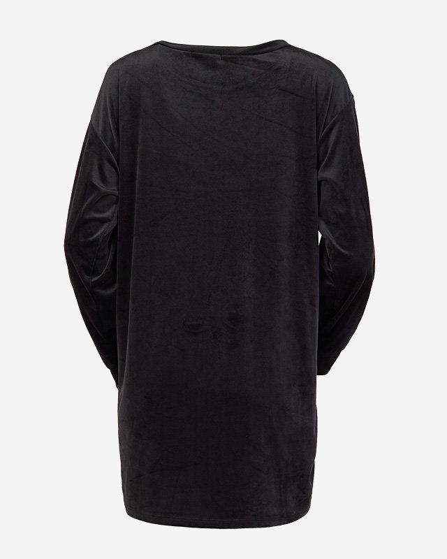 Длинная черная женская туника с цирконами