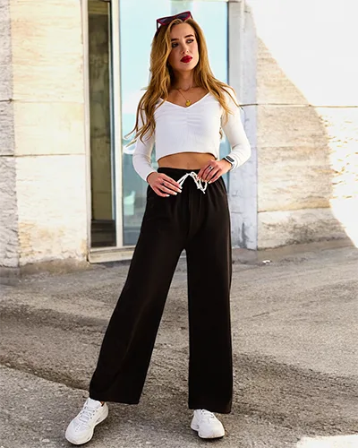 "Royalfashion" Moteriškos plačios briaunuotos kelnės