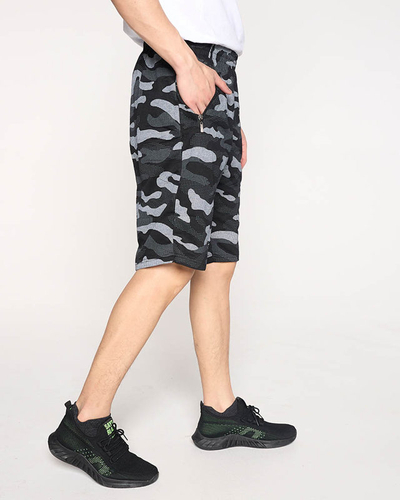 Черные мужские спортивные штаны с камуфляжным рисунком - Одежда