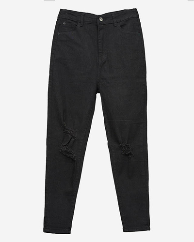 Juodi plėšyti džinsai moterims - Drabužiai