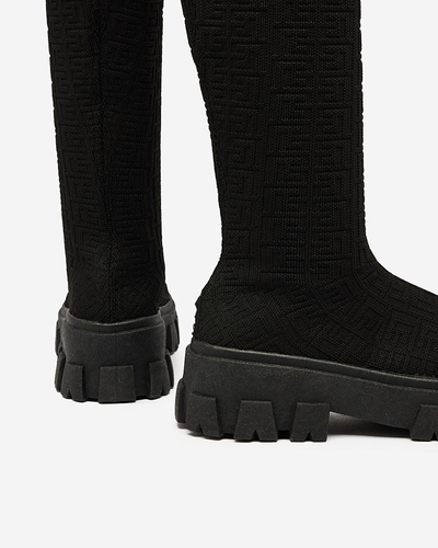 Royalfashion Черные женские узорчатые сапоги Helipea