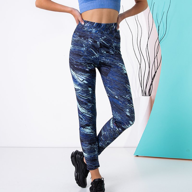 Синие женские леггинсы с принтом PLUS SIZE