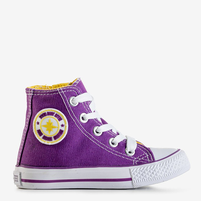 Детские высокие кеды в цвете фуксия с нашивкой Alvari