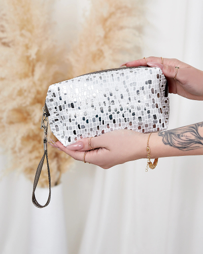 "Royalfashion" Baltos spalvos blizgios blizgios moteriškos kosmetinės su raštu