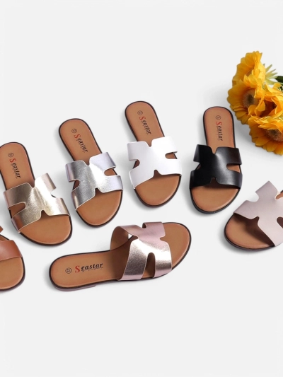 Royalfashion Moteriški plokščiu padu šlepetės Evalios