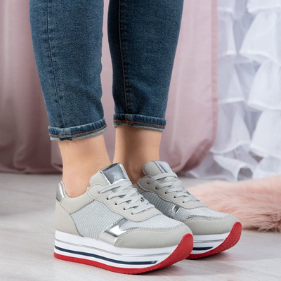 Szare buty sportowe na platformie Lexia - Obuwie