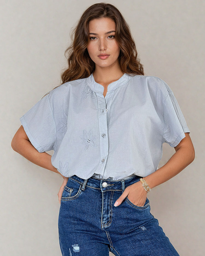 "Royalfashion" Moteriški oversize siuvinėti marškiniai