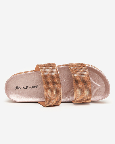 Розовые женские шлепанцы с фианитами Slisera.