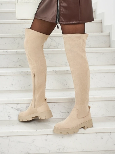 Kozaki damskie za kolano eko zamszowe Maelin