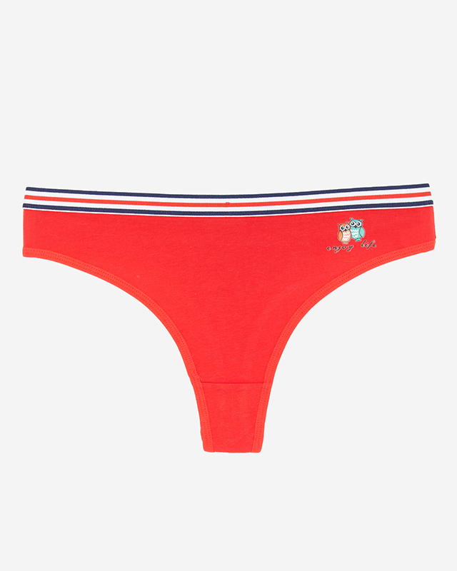 Moteriškos raudonos stringai su raštu - Apatiniai