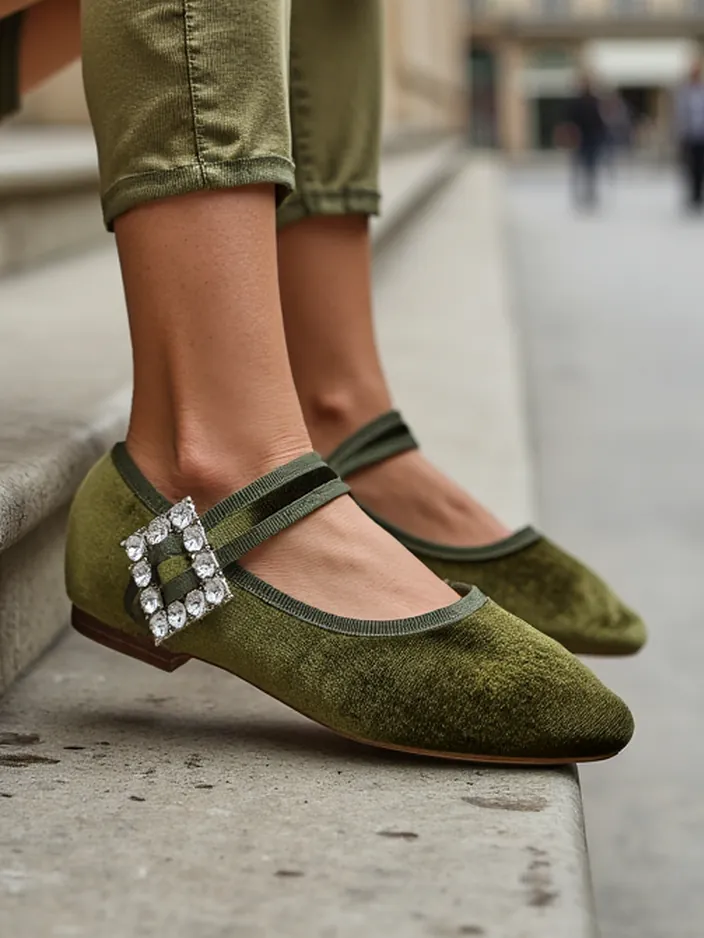 Royalfashion Женские балетки а-ля велюр с пряжкой и ремешком Enribes