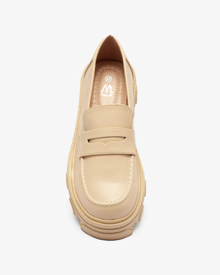 Женские бежевые мокасины на сплошной подошве Desika - Обувь