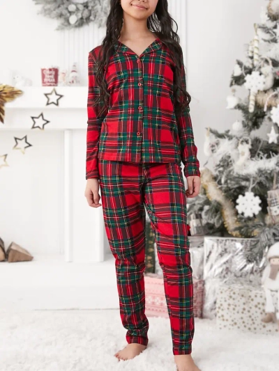 Royalfashion Рождественские детские хлопковые клетчатые пижамы