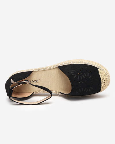 Juodos moteriškos ažūrinės basutės a'la espadrilles Tiseria - Batai