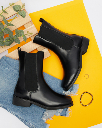 Высокие женские сапоги с квадратным носком черного цвета Sudis- Footwear