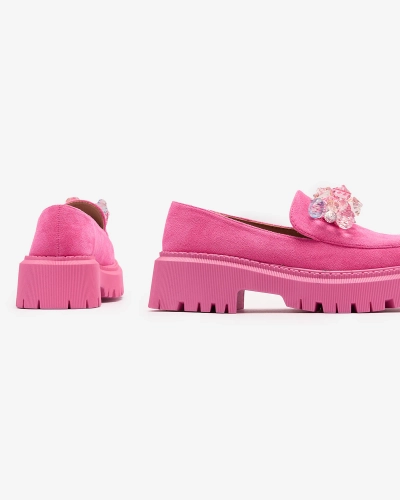 Royalfashion Женские мокасины цвета фуксии с разноцветными бусинами Hetika