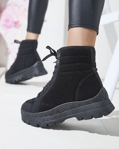 Женские утепленные ботинки-трапперы черного цвета Wosser- Footwear