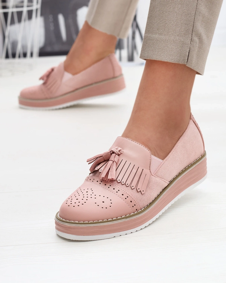 Розовые женские полусапожки на низком каблуке Veolita- Footwear