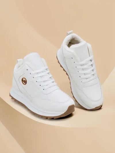 Royalfashion Alba Утепленные Женские Кроссовки Белая Экокожа на Платформе