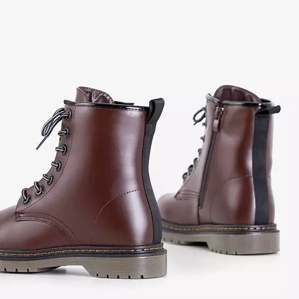 OUTLET Tamsiai rudi moteriški ekologiškos odos batai Lesita - Batai