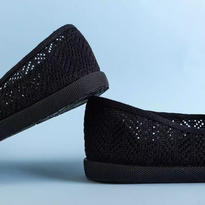 OUTLET Черные женские ажурные слипоны с бантом Азария - Обувь