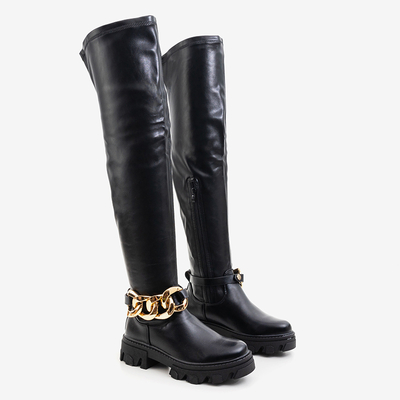 Черные женские сапоги на цепочке Potelia