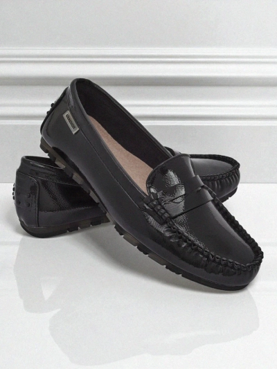 Женские Мокасины Cyra Nero из лакированной экокожи, классический итальянский стиль
