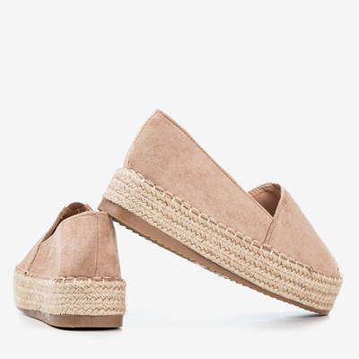 Jasnobrązowe espadryle na platformie Roseanne - Obuwie