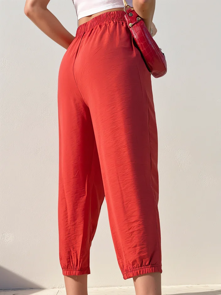 Королевская мода Прямые женские брюки из ткани 7/8