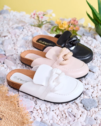 Royalfashion Женские бежевые шлепанцы а'ля мокасины Doleqi